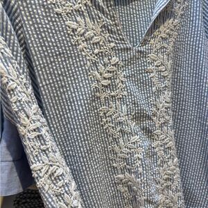 Madison Mathews striped embroid shirt